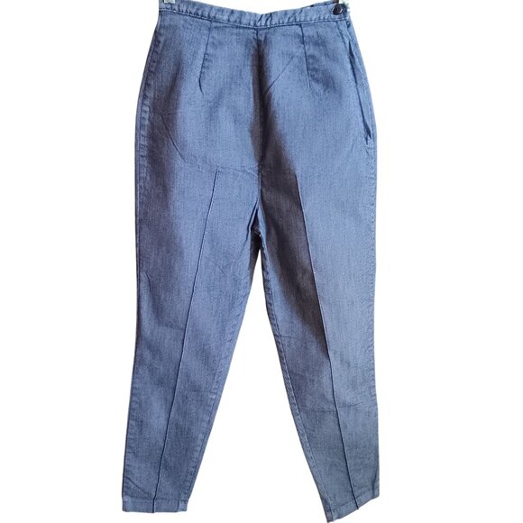 24x26 Vintage Capris Jeans 1960's Rockabilly Farm High-Waisted Side Zip Stretch - Picture 1 of 10